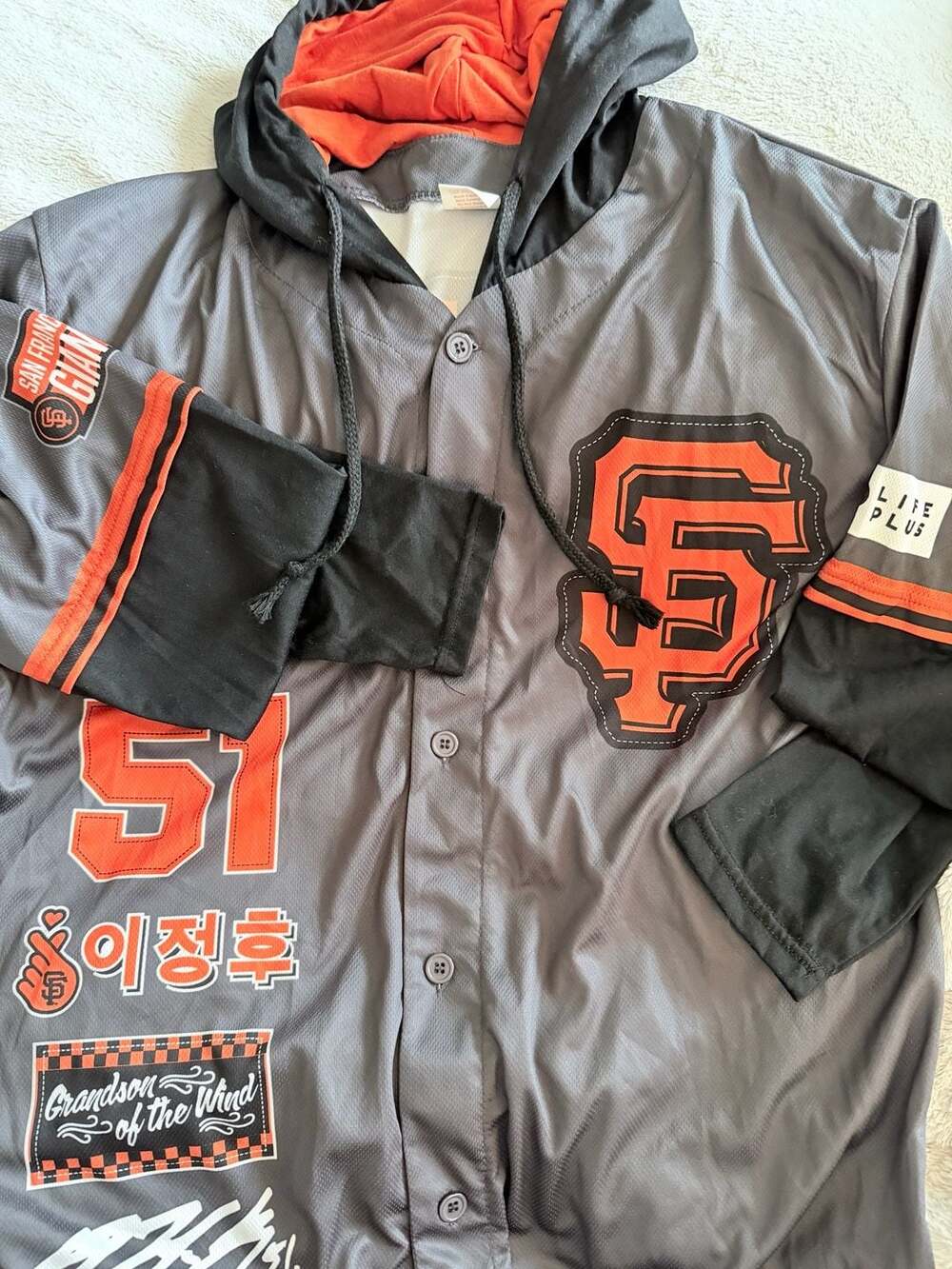 San Francisco SF Giants 2025 Jung Hoo Lee JHL Hooded Jersey SGA 06/22/25 M
